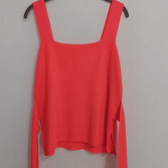 ANTHROPOLOGIE BRIGHT SALMON PINK KNITTED CROP TOP - Picture 9 of 16